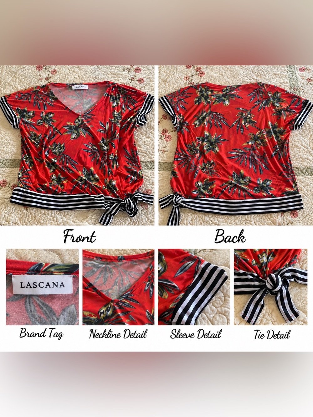 Floral Red Women's Top by Lascana Venus Large